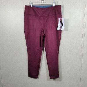 H189 Women with Control maroon faux suede leggings XL NWT